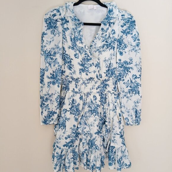 Gap x Love Shack Fancy Floral Mini Dress Blue White Size XS - Picture 3 of 9
